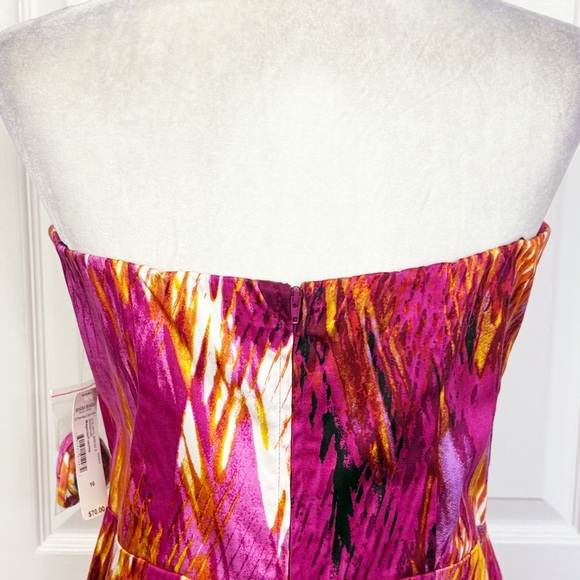 NWT Bisou Bisou Magenta Fuchsia Print Strapless Corset Mini Dress 16 - Picture 13 of 16